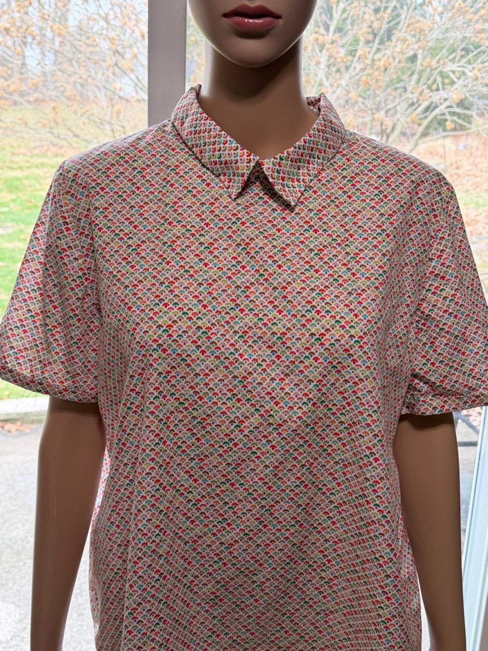 Vintage Robert Friedman Babydoll Blouse, Back Buttons, 100% Cotton, XL